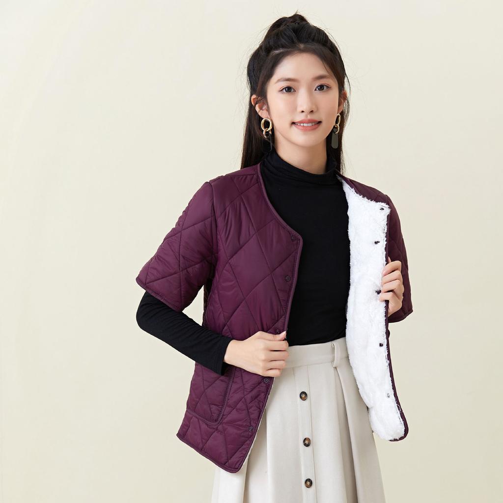 Зимнее мамино платье Хлопковая одежда Женская с коротким рукавом Утепленное Утолщенное Увеличить Хлопковую куртку Среднего возраста Можно носить наизнанку Женское 2366