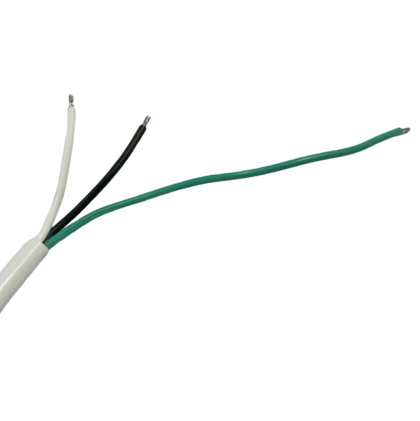 45° 3-Pin White Power Cord with Stripped & Tinned Ends, 1.83m Length