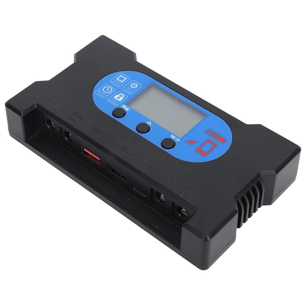 Солнечный контроллер заряда с двумя USB Type-C, быстрой зарядкой, контроллер заряда от солнечной панели для зарядки аккумуляторов 12В 24В