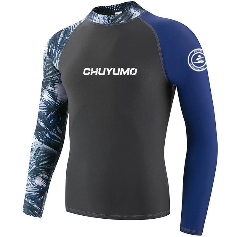 Mens Long Sleeve Rash Guard UV Protection Quick Dry Swimwear Diving Surfing Water Sports