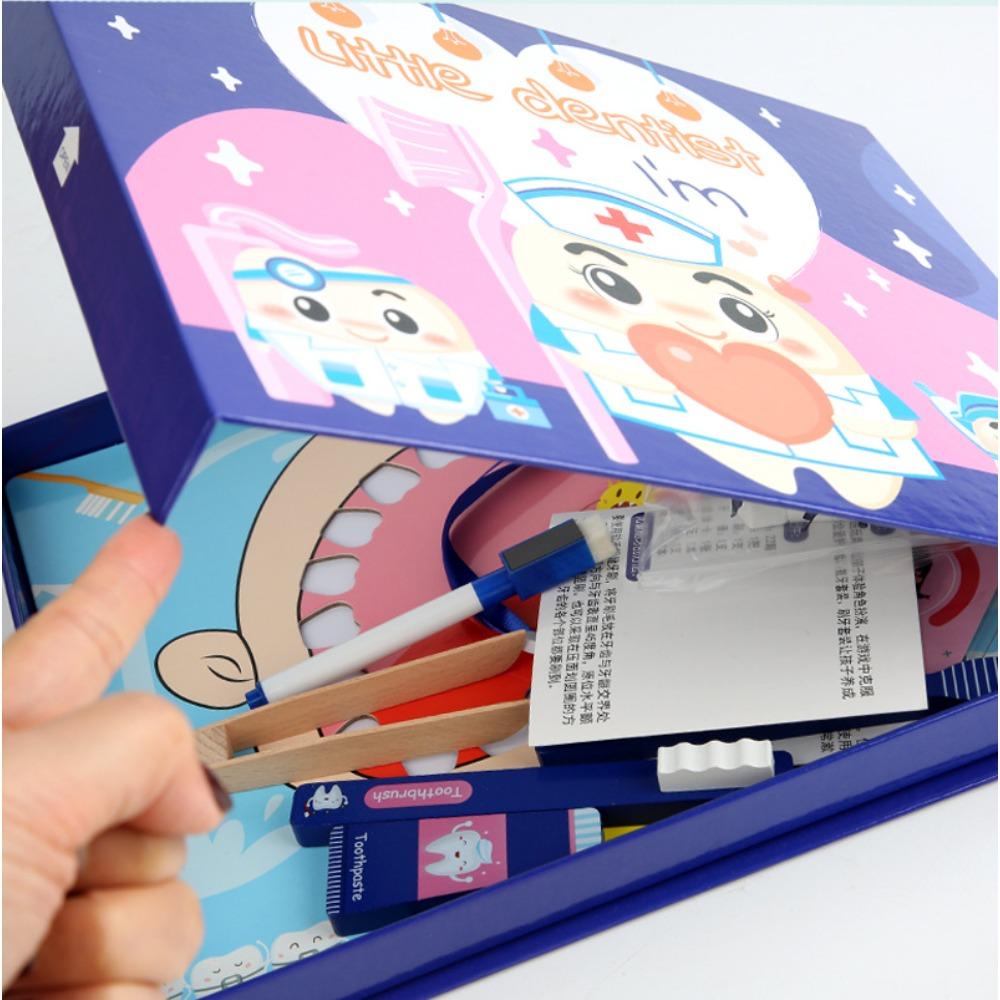 Детский игровой домик, маленький набор игрушек стоматолога, имитация зуба и замены зуба, деревянная игрушка для раннего развития для чистки зубов и защиты зубов