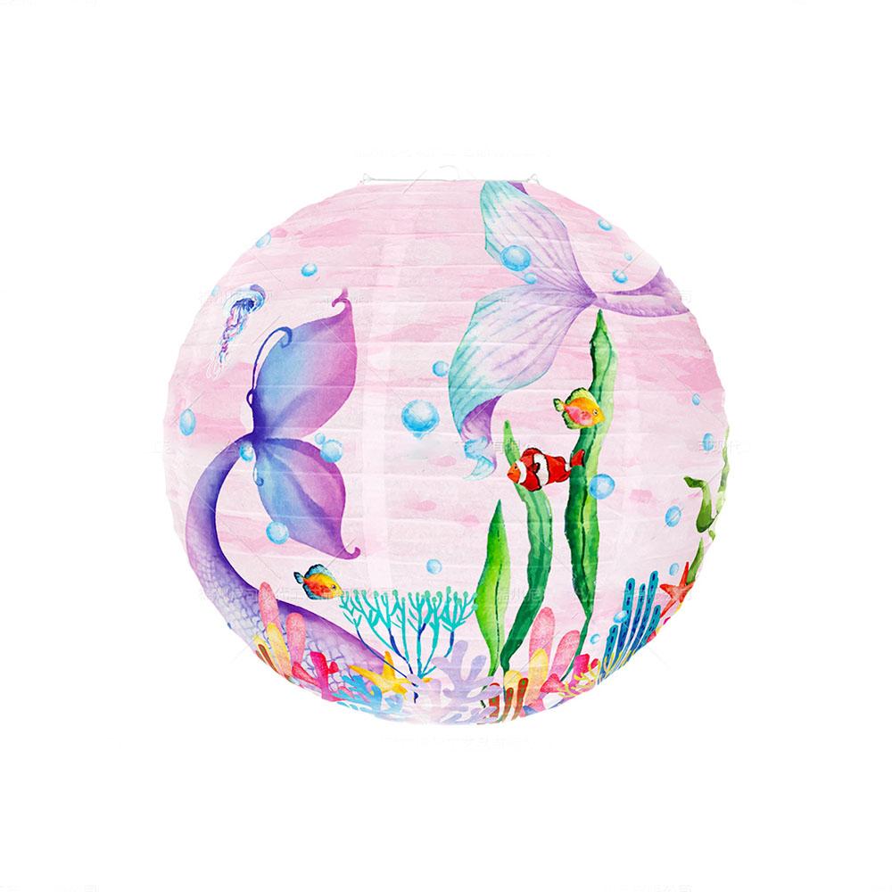 Mermaids Fish Tail Lantern Ball With Fold Paper For Birthday Summer Ocean Theme Party Backdrop Hanging Ornaments Decoration Supplies