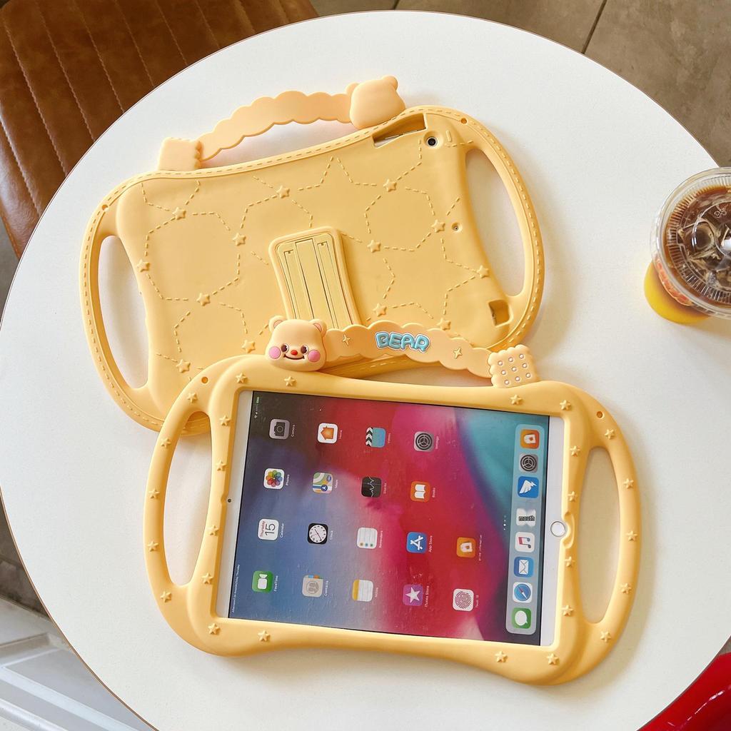 Мультяшный чехол с ручкой-масленкой для iPad 11, Air 5, 4, Mini 6, 7 и iPad 9-го поколения - Ударопрочный силиконовый чехол