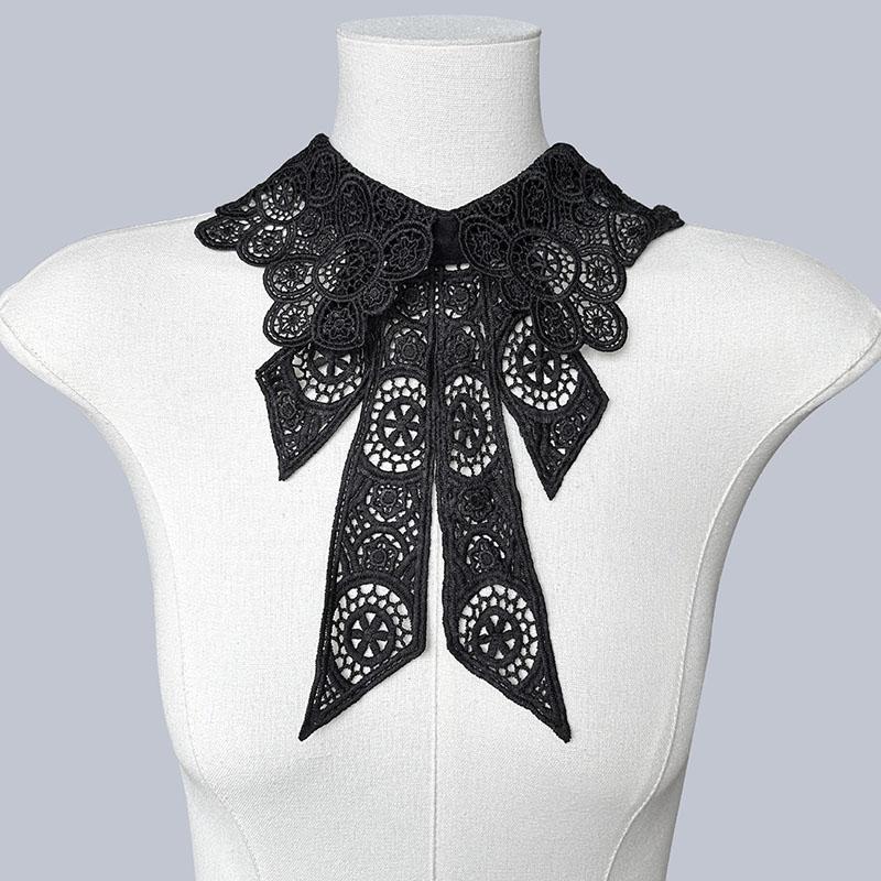 Vintage Embroidery Fake Collar For Women White Lace Hollow False Detachable Collar Lapel Shirt Tie Necklace Clothes Accessory