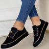 2025New Fashion Women's Sneakers  Chain Leather Comfortable Round Toe Platform Sneakers Lace-up Walking Women's Vulcanized Shoes