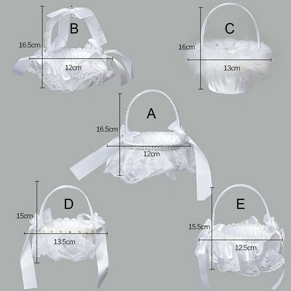 Праздничный Домашний Декор Стразы Кружево Жемчуг Романтичный Белый Свадебная Цветочная Корзина Корзина для Девочки с Цветами