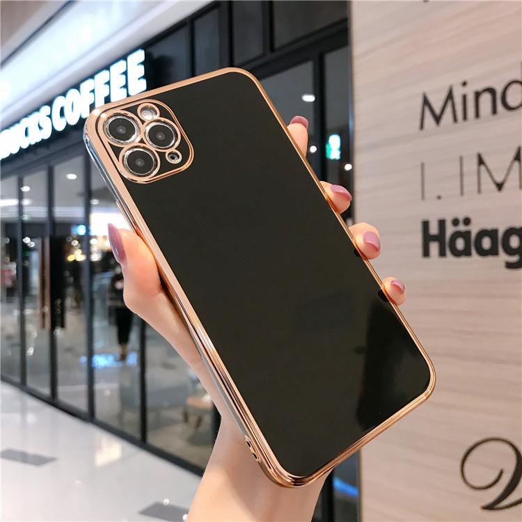 Подходит для iPhone14 однотонный прямой край гальванический тпу чехол для мобильного телефона Apple 15 силиконовый 6D лазерная гравировка всесторонне защищенный 13 мягкий чехол