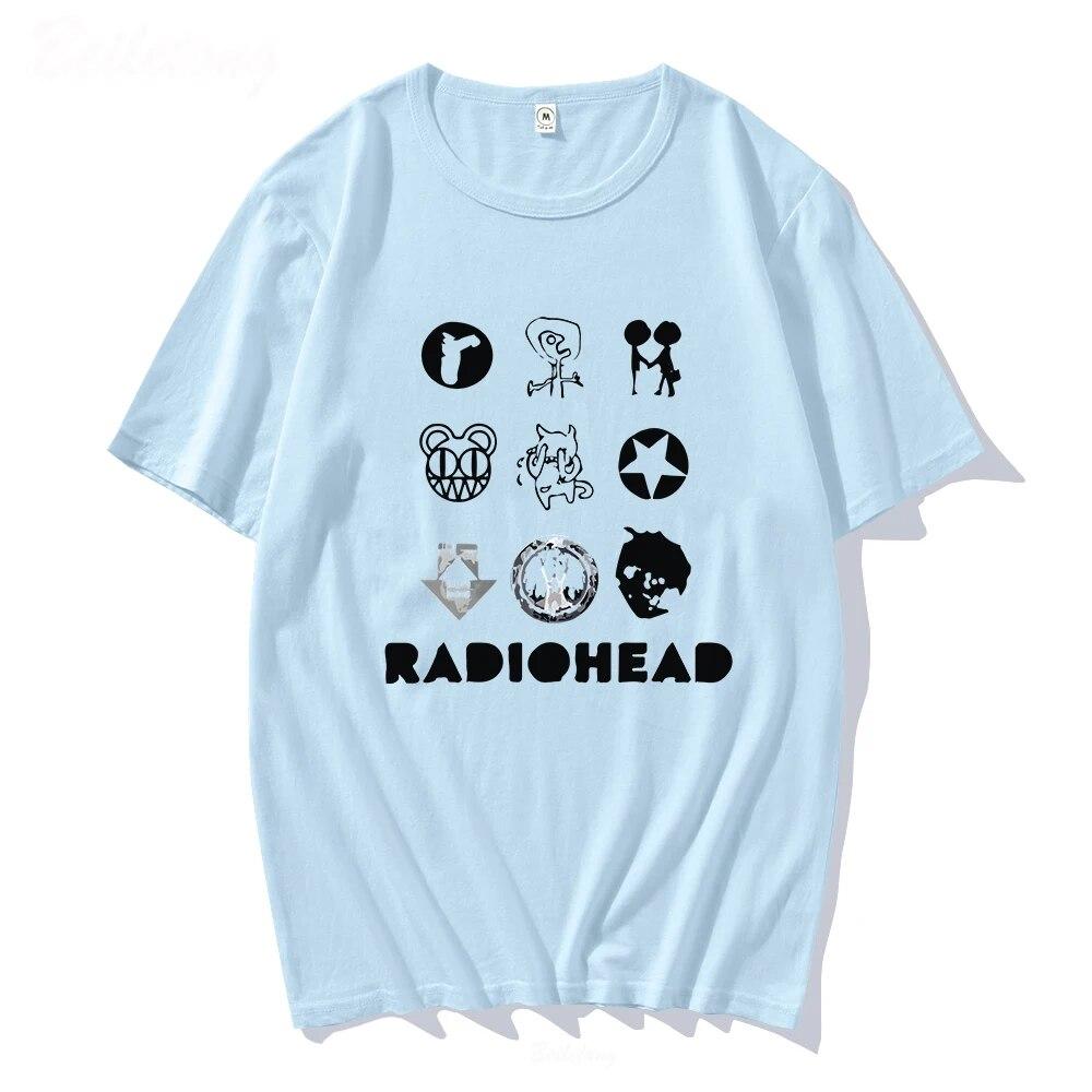 Классическая футболка Radiohead, унисекс и женская 100% хлопок, свободные топы с принтом для поклонников инди-группы Rock Boy, японская станция, музыкальные футболки, мужские топы, футболка унисекс