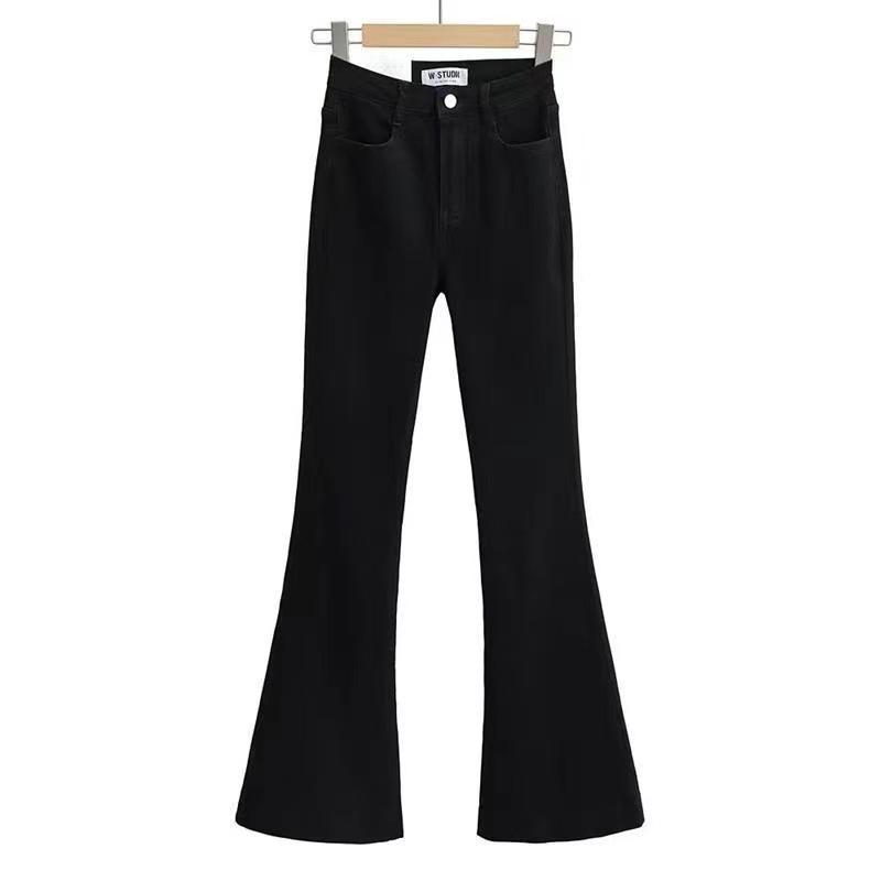 Корейские пикантные джинсы клеш с высокой посадкой: Эластичные облегающие брюки скинни на весну/осень 2024