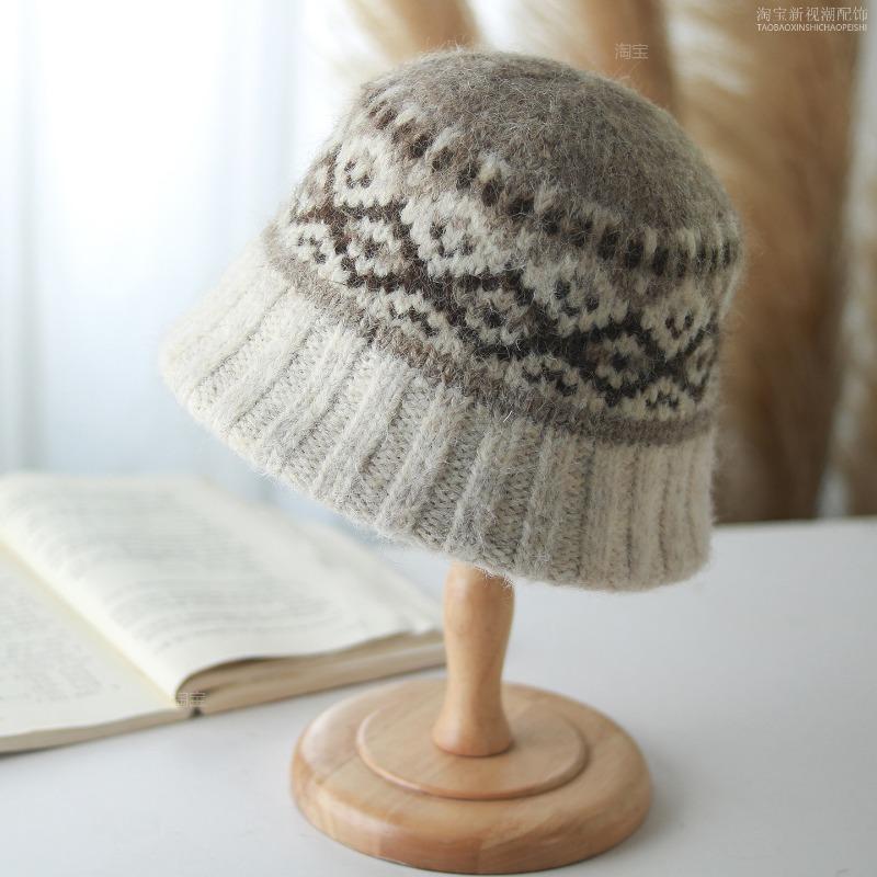 Women S Fair Isle Style Knit Hat For Autumn Winter Outdoor Warmth Large Head Size