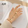 Sparkling Butterfly Hand Decoration Golden Chain Bracelet for Women, Metal Tassel with Ring Finger Ring, Harness Jewelry Dainty
