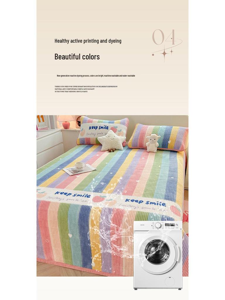 Утолщенное бархатное стеганое одеяло и покрывало, набор из 3 предметов: Теплое зимнее постельное белье и наматрасник