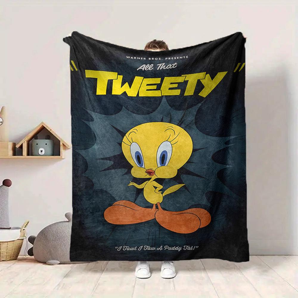 1pc Tweety Bird Looney Tunes Soft Skin-Friendly Flannel Blanket with Digital Printing, Various Sizes Available for Family, Friends, Birthday038