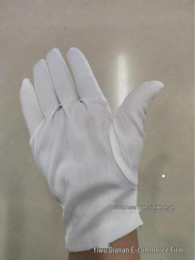 Formal White Three-Ribbed Nylon Polyester Gloves for Driving and Hospitality