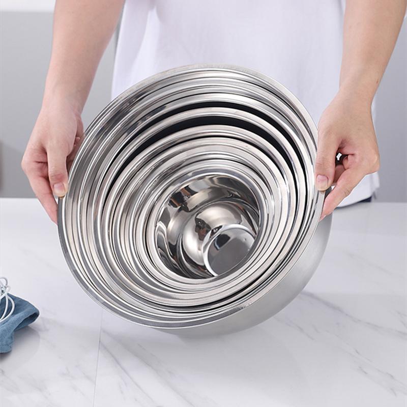 18-26 см Нержавеющая сталь Высокая емкость Мука Яйца Смешивание Чаша Загущение Салатник Выпечка Суп Контейнер Кухонная Утварь