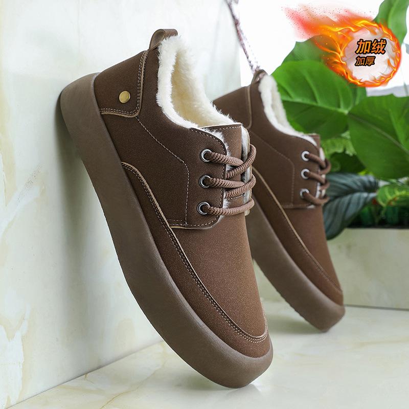 2025 зима новая корейская версия модной теплой мужской обуви трендовые бархатные утепленные мужские хлопковые туфли молодежная повседневная обувь