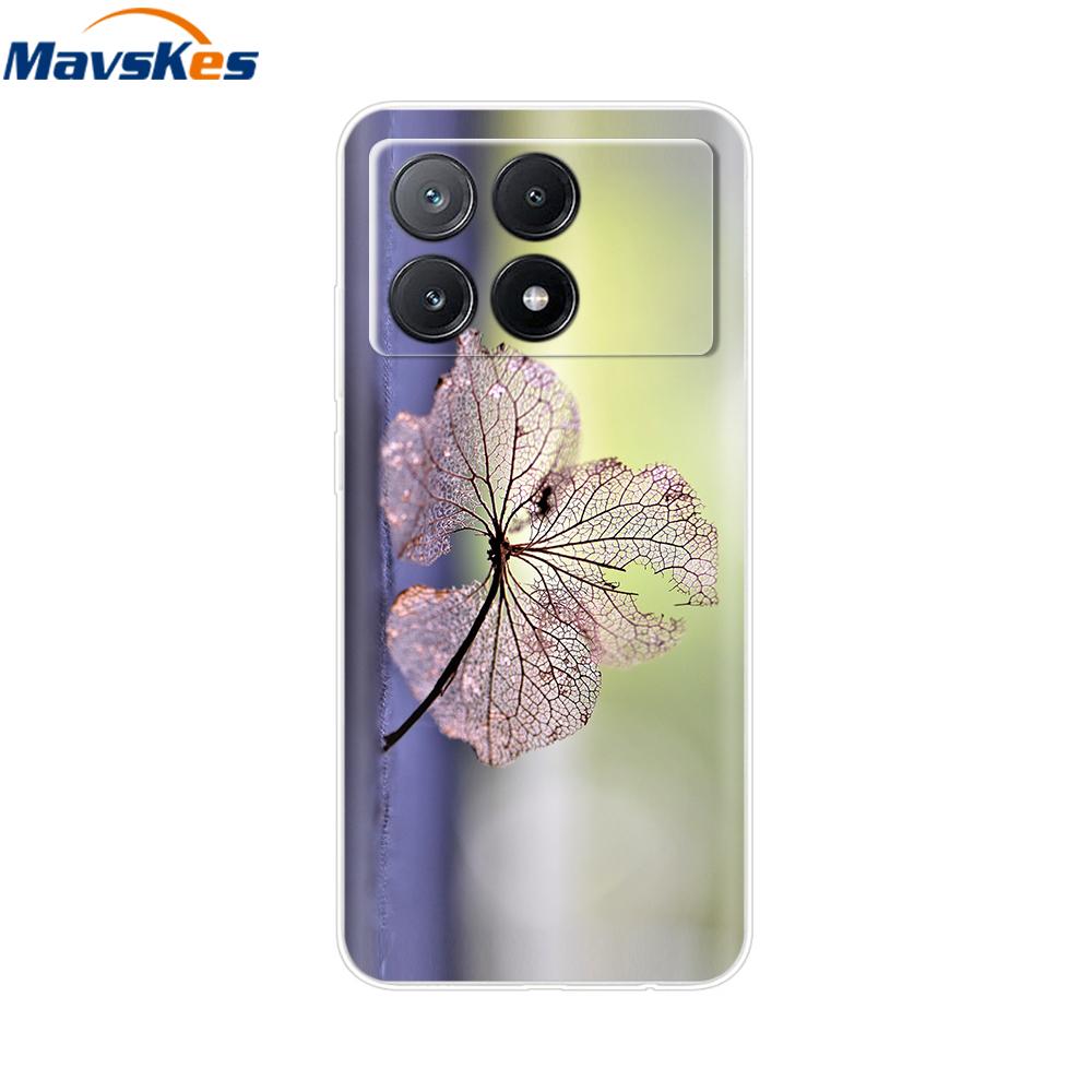 Чехол для Xiaomi Poco X6 Pro Мягкий окрашенный ТПУ чехол для телефона Для Xiomi Poco X6 PocoX6 Pro 5G Силиконовый чехол Цветочный Fundas Защитный