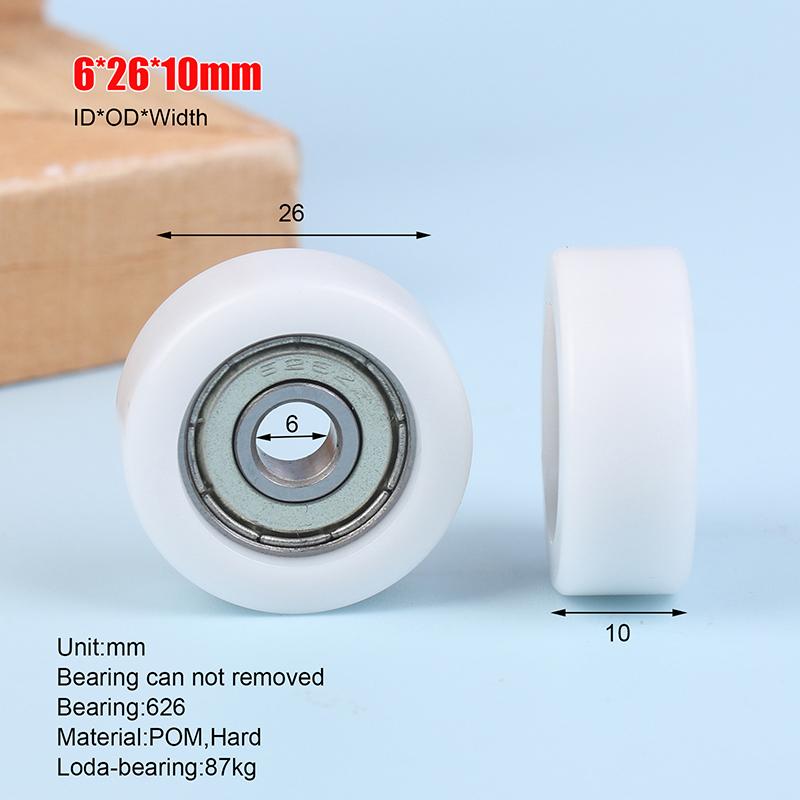6*26*10Mm Plastic Nylon Pulley Pom Roller Ball Bearing Pulley Sliding Converyor Wheel Bearing Wheel