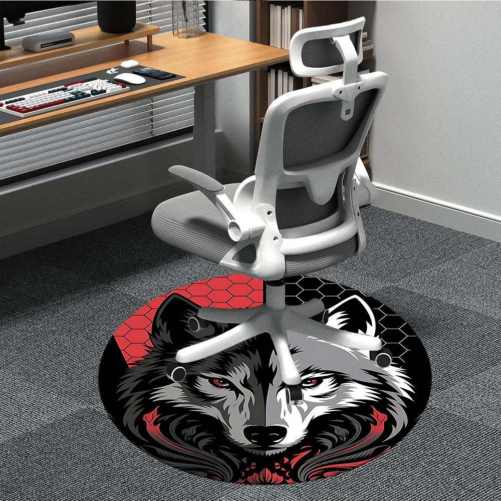 1pc Wolf Pack Office Round Area Rug, Under Office Chairs Bedroom Living Room Home Decor, Room Deco