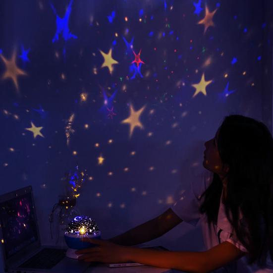 Светодиодный ночник с USB-кабелем, вращающийся на 360 градусов, без бликов, романтический, красочный, звездный проектор, настольная лампа, украшение