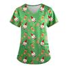 Women's Fashion V-neck Short Sleeve Workwear With Pockets Christmas Printed Tops