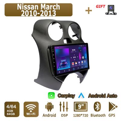 Android Carplay автомобильное радио для Nissan March 2010-2013 Мультимедийный проигрыватель Головное устройство Стерео GPS Навигация BT WIFI 4+64 ГБ