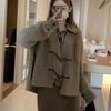 Autumn and Winter Women's Sweater Lazy Wind Wooden Buttons Heavy Handmade Large Size Knitted Cardigan Female Loose Tassel Sweater Female Jacket Tide
