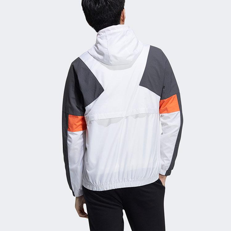 Adidas Neo Спорт на открытом воздухе Ветрозащитная тканая куртка с капюшоном с логотипом Мужские куртки Белый Серый GP5686