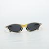 Futuristic Metal Coated Polarized Sunglasses with Oval Mechanical Gold Nose Bridge, Sports Sun Glasses for Cycling