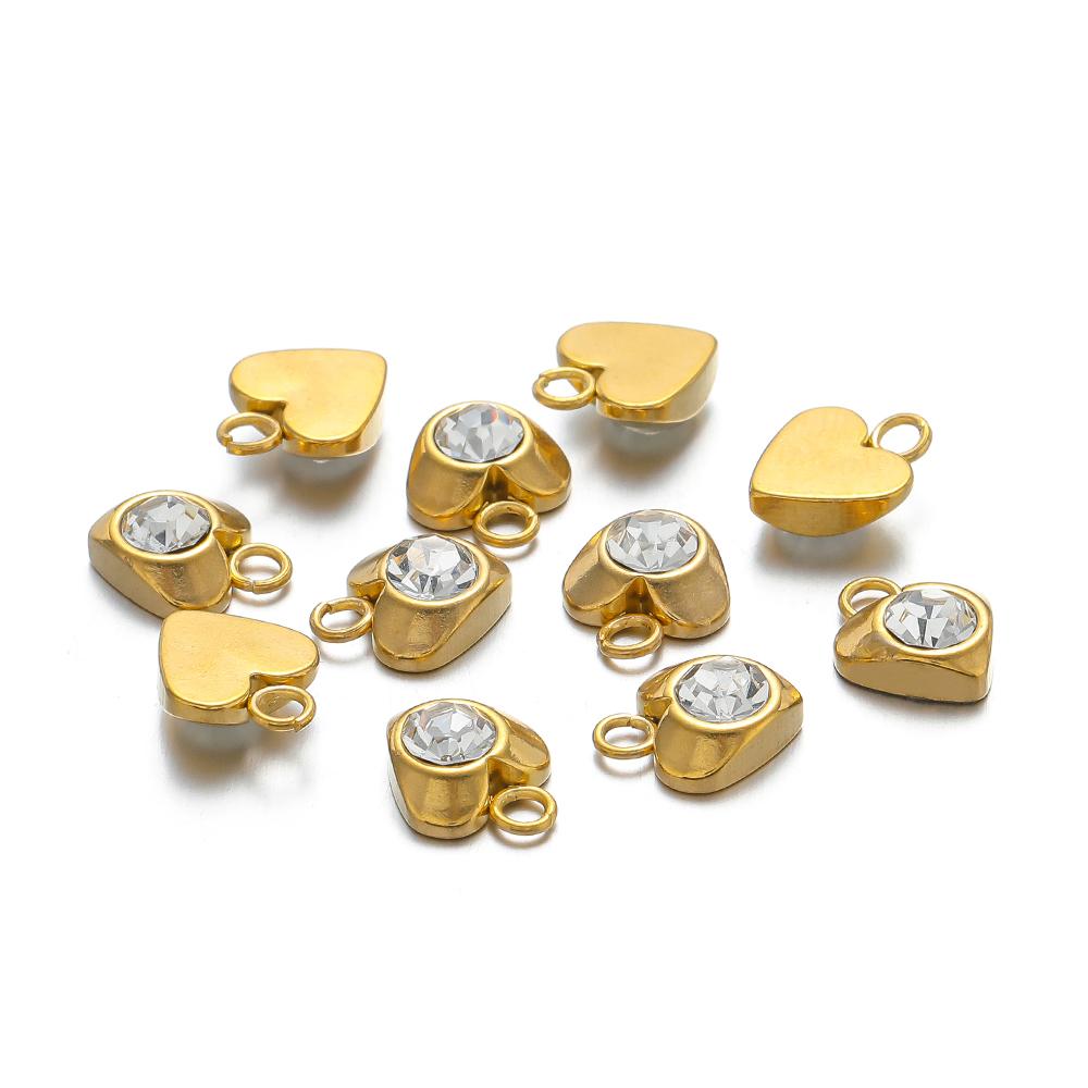 20pcs Stainless Steel Heart Zircon Charms Star Beads Jewelry Findings DIY Exquisite Necklace Bracelets Supplies Earrings Making