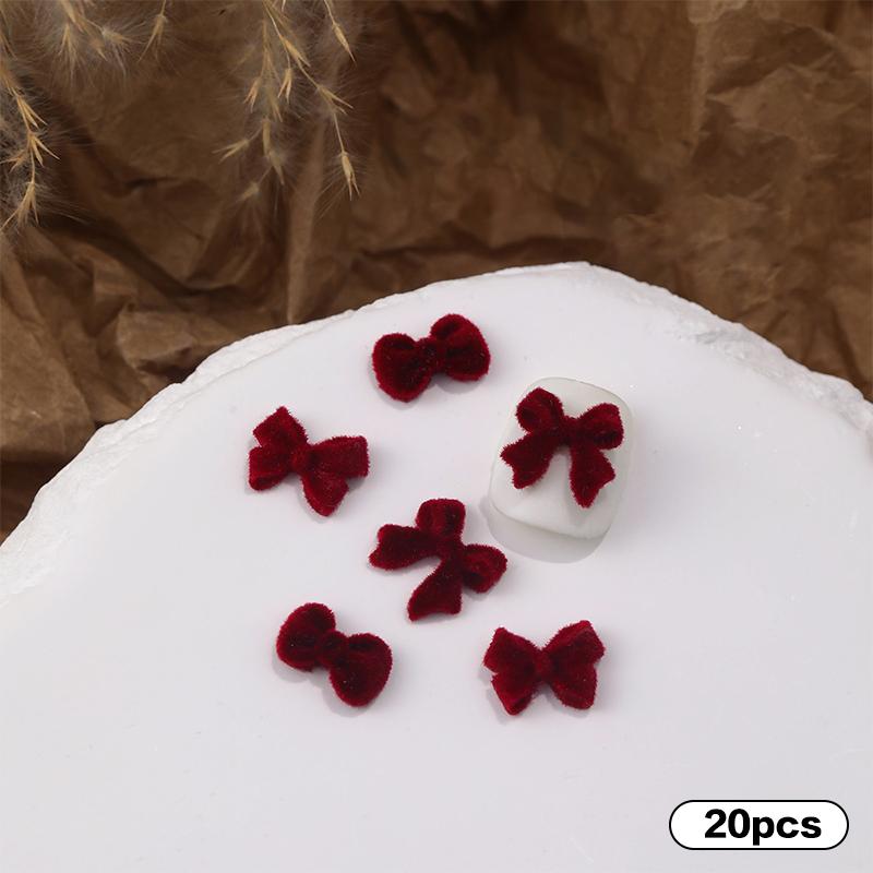 20 шт. флокированные украшения для ногтей аксессуары бант дизайн для зимнего украшения ногтей дизайн принадлежности инструмент