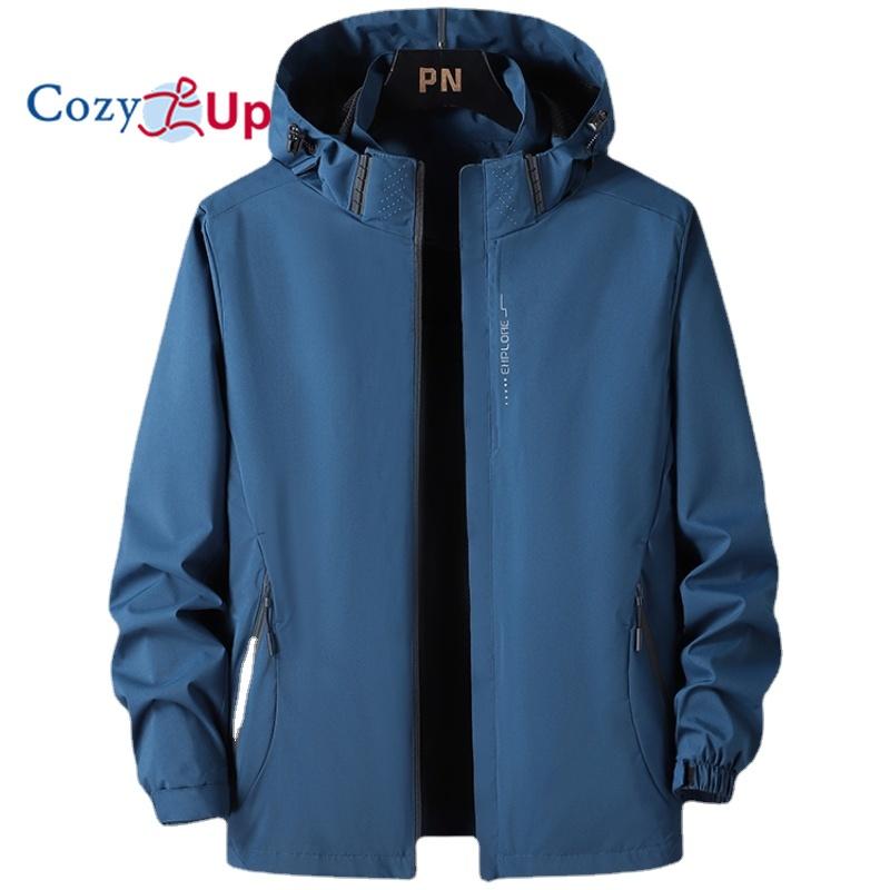 Cozy Up Мужская легкая куртка от дождя, непромокаемый плащ, ветровка с капюшоном, активная уличная куртка-ракушка для пеших прогулок и работы