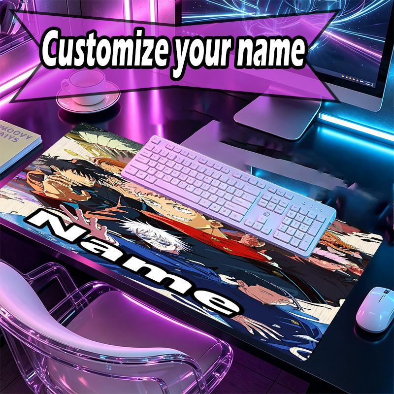 Custom Name Personalized Jujutsu Kaisen Pattern Mousepad, Laptop PC Desk Mat, Decorative Desk Mat for Home Keyboard Pad Gift
