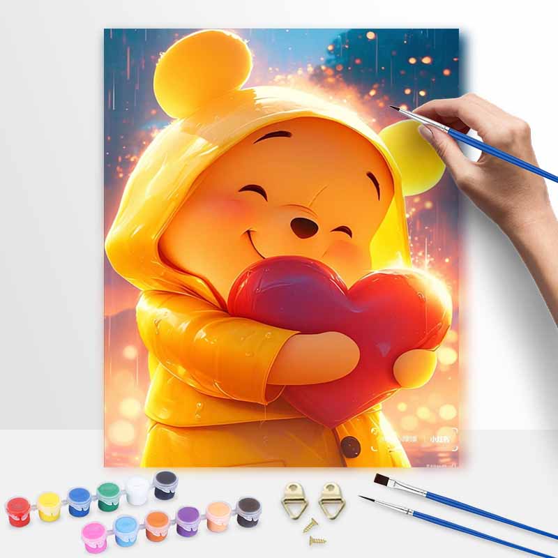 Disney Винни-Пух цифровая масляная живопись набор для ручной росписи DIY домашний декор сердце любовь дождливый день золотое сияние произведение искусства 124