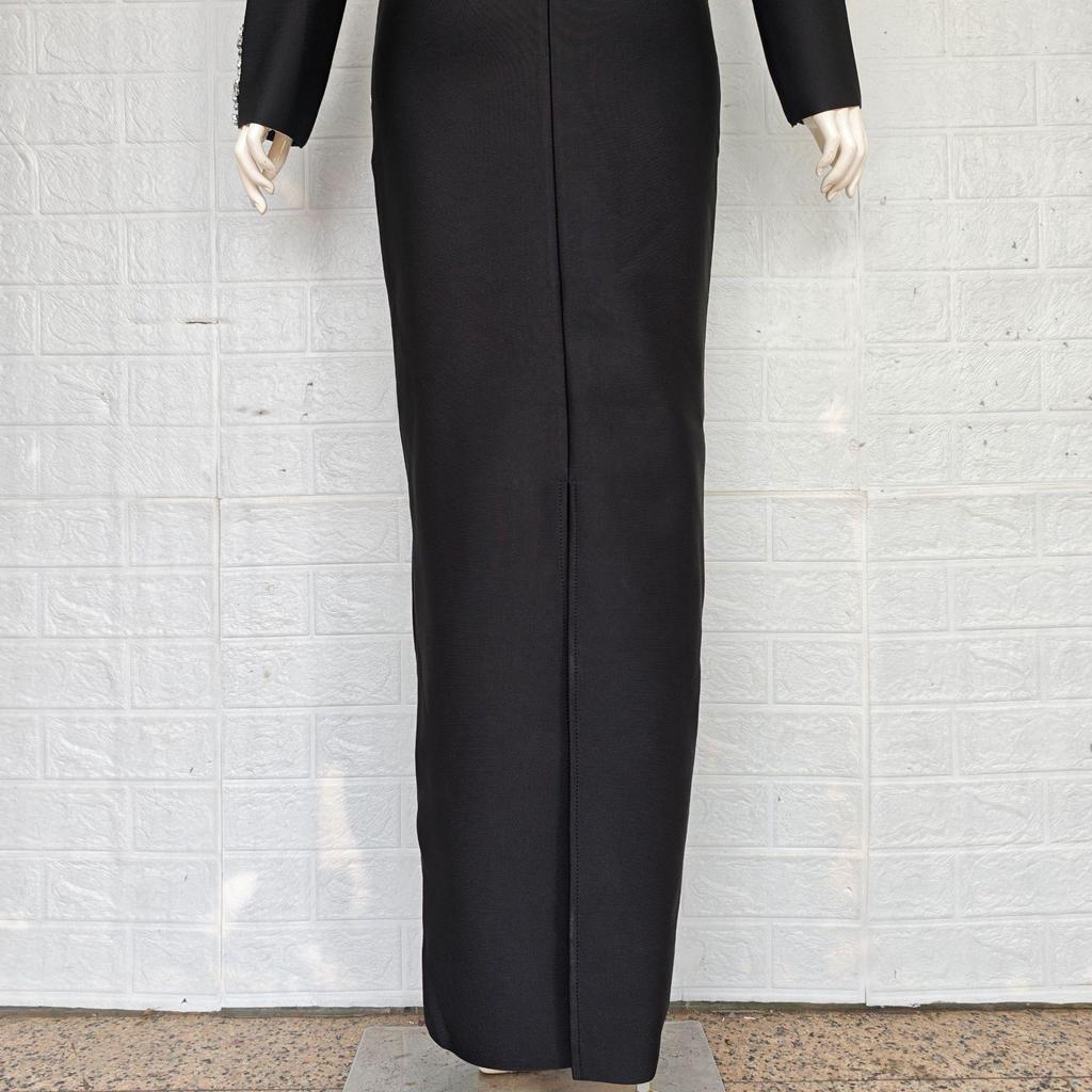 Европейское и американское роскошное платье-бандаж с квадратным вырезом и стразами - Приталенное, элегантное вечернее платье для светской львицы.