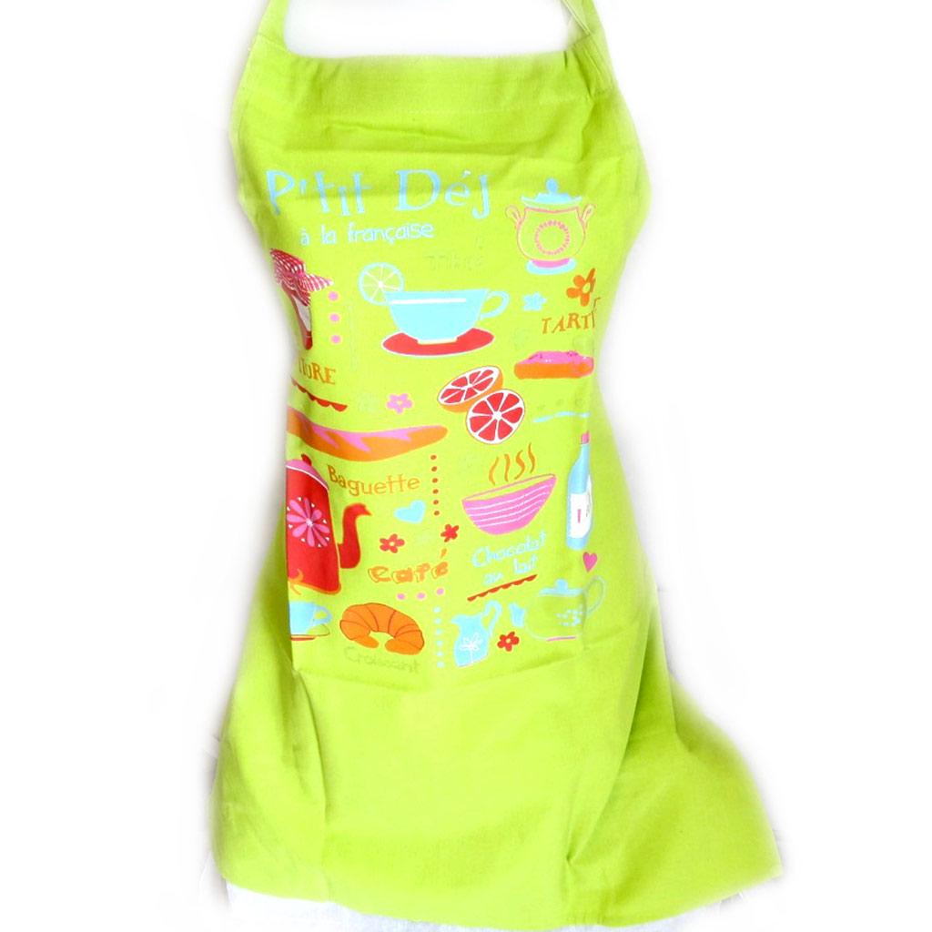 Les Trésors De Lily [M5756] — Дизайнерский фартук Petit Déj à la Française фисташкового цвета.