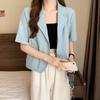 Women Suit Coat Lapel Short Sleeve Loose Fit Suit Jacket