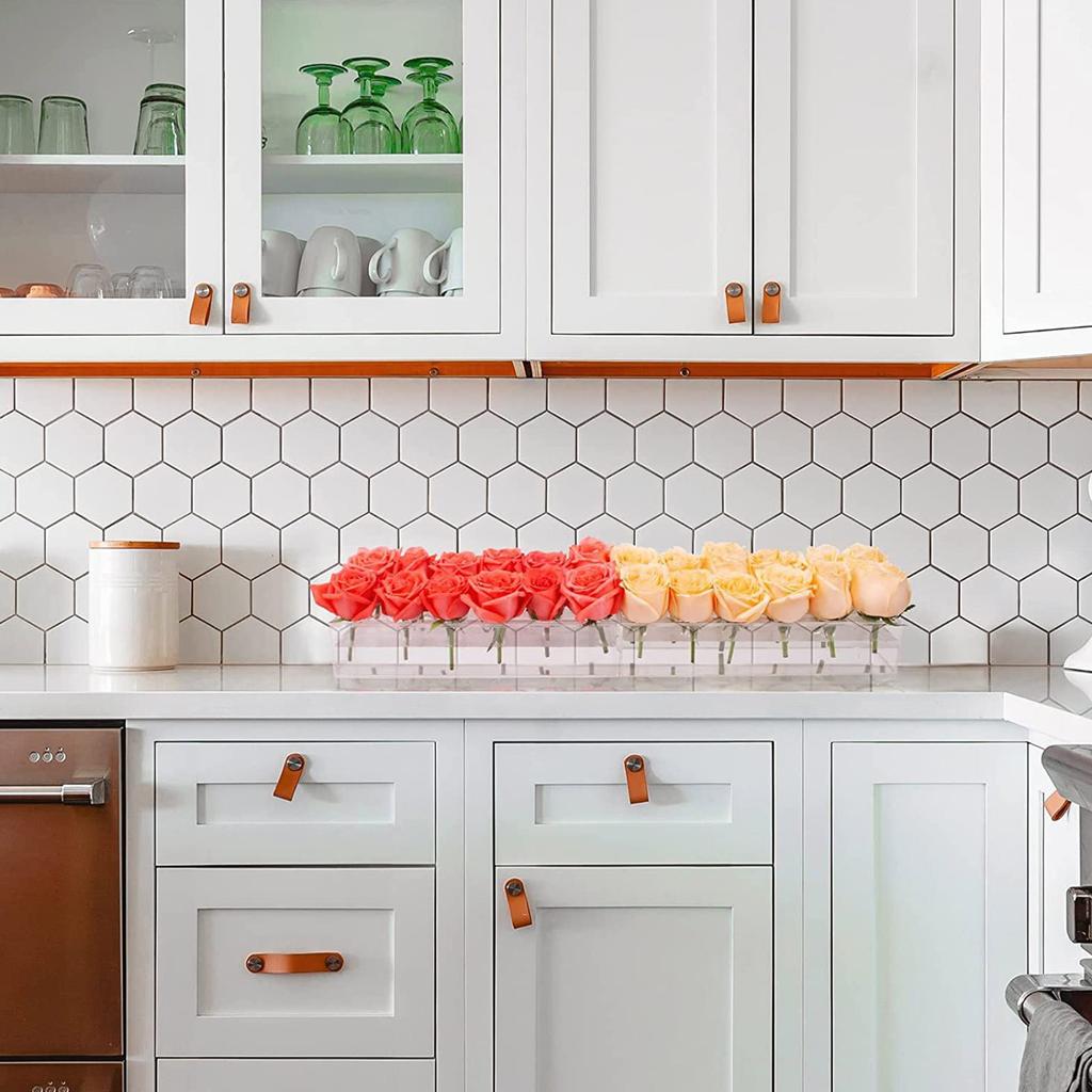 Прямоугольная цветочная центральная часть для обеденного стола. Длинная прямоугольная ваза. Акриловая современная ваза. Низкие цветочные вазы для центральных элементов для домашнего декора.