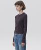 PLAC WOMEN Henley Neck Long Sleeve T-Shirt Purple