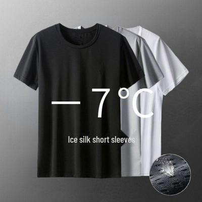 Мужская летняя футболка Ice Silk Mesh с коротким рукавом 2024 года - модный повседневный топ с коротким рукавом