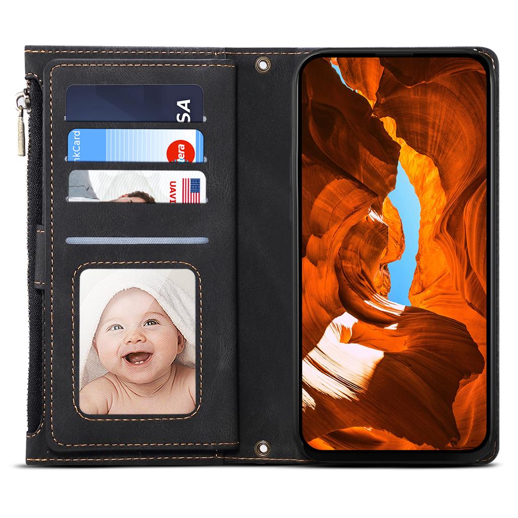 ESEBLE Star Series For Motorola Moto G56 5G Case Zipper Wallet Leather Stand Phone Cover with Wrist Strap