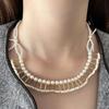 Японское и корейское высококлассное плиссированное жемчужное ожерелье: Женский элегантный, простой, роскошный модный чокер