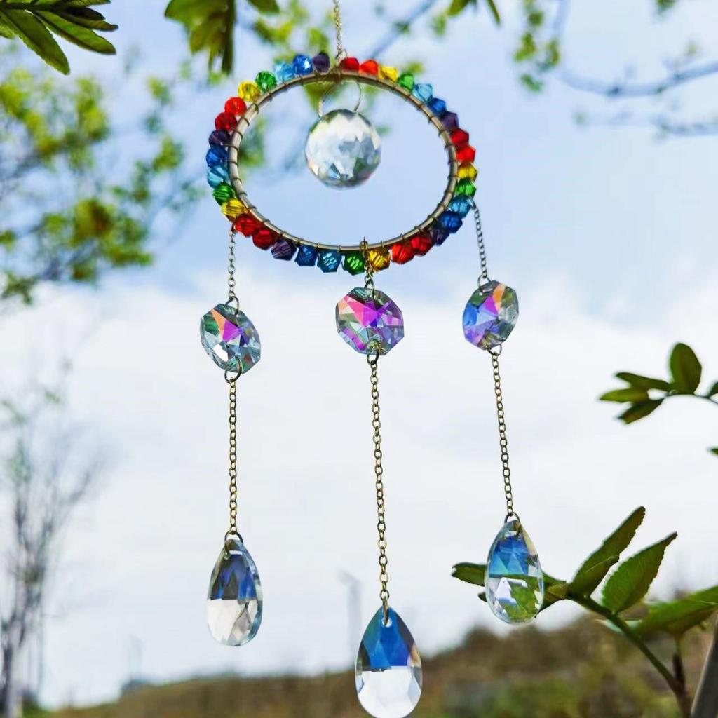 Радужный хрустальный ловец солнца и подвеска-колокольчик