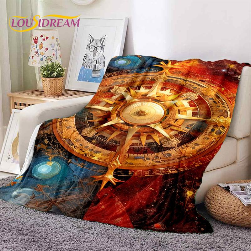3D Ancient Nautical Chart World Map Compass Soft Flannel Blankets,Throw Blanket Comfortable Blanket for Picnic Beds Sofa Bedroom