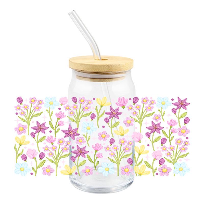 UV DTF Transfer Crystal Stickers: Summer Floral & Fruit Designs for DIY Glass Decor, Waterproof & Heat Resistant