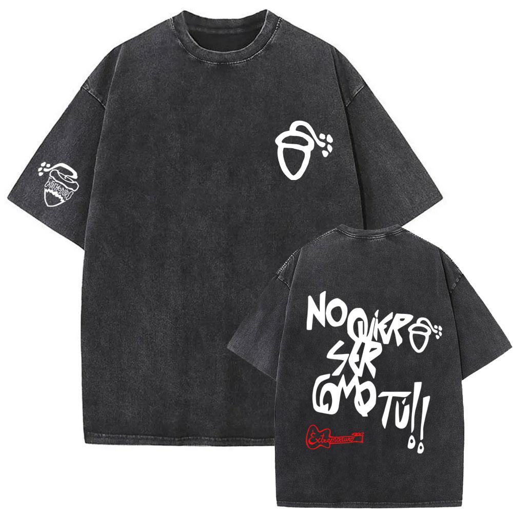 Rock Band EXTREMODURO Tour Vintage Washed Tshirt Men Fashion Hip Hop Street T Shirt Male Gothic Retro Oversized T Shirts