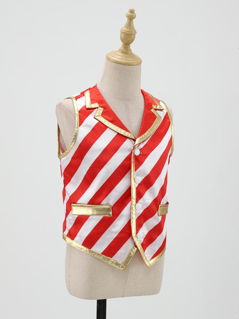 Детский рождественский жилет в полоску «леденец», безрукавка для семейной рождественской вечеринки