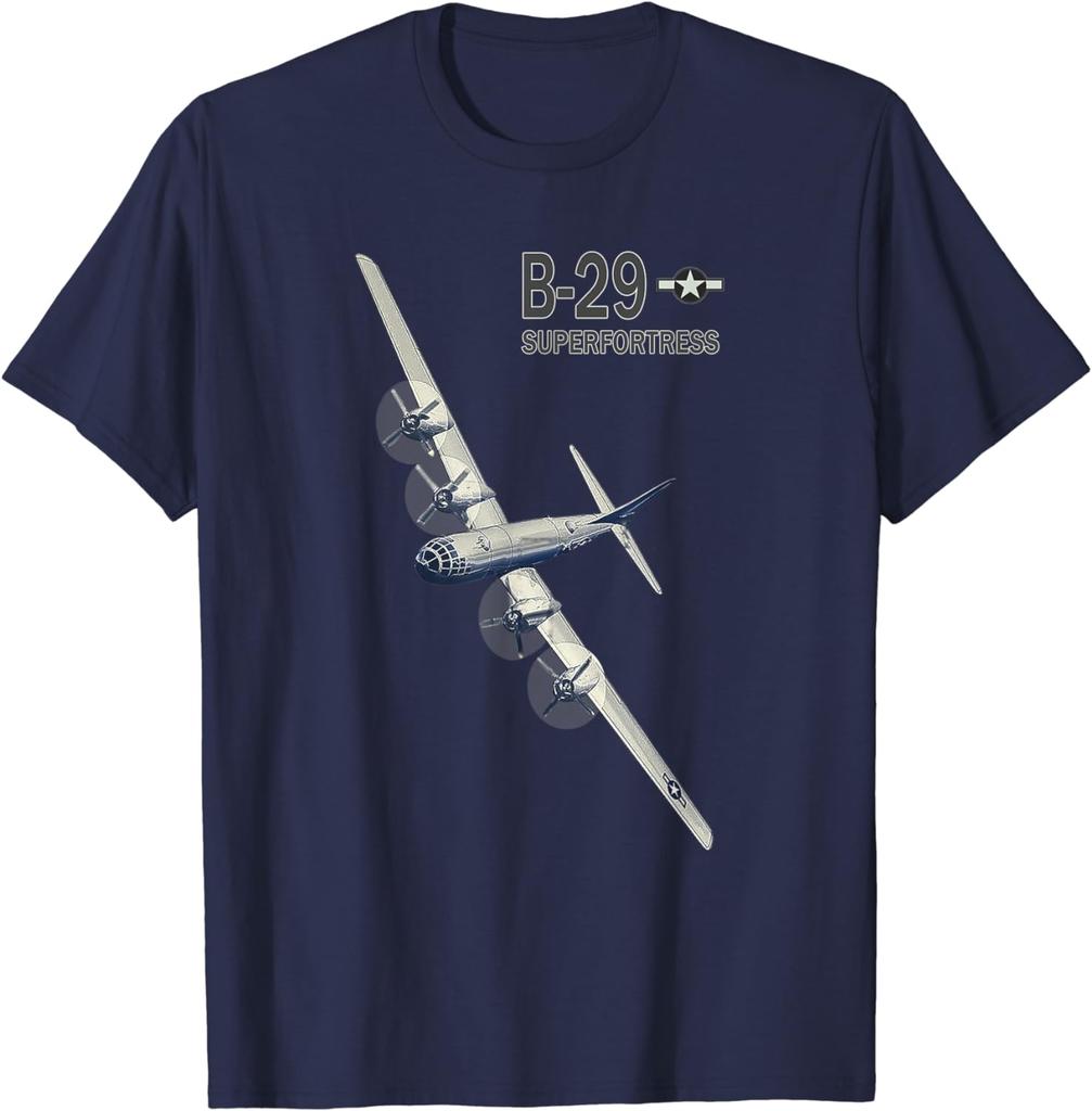 Футболка с изображением бомбардировщика B29 Superfortress ВВС США времен Второй мировой войны 100% хлопок Круглый вырез Летняя с коротким рукавом Повседневная мужская футболка Размер S3XL