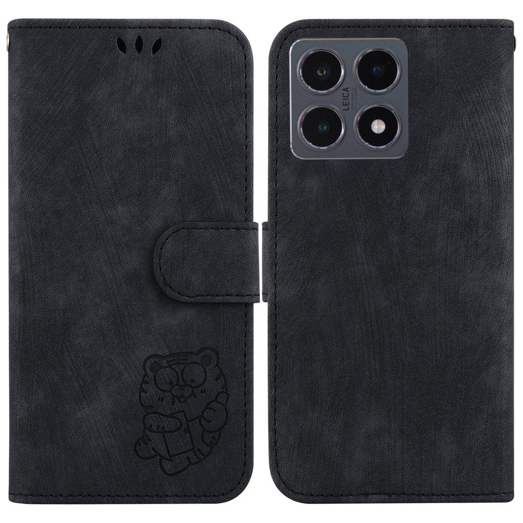 For Xiaomi 15T Wallet Case Tiger Imprint Leather Shockproof Phone Cover with Wrist Strap