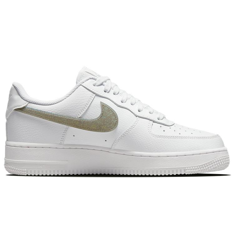 Nike Air Force 1 Low White Gold Glitter Swoosh Women's DH4407-101